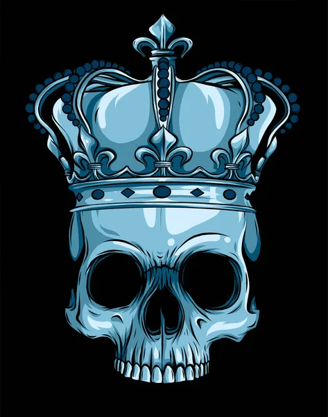 Kung skalle klädd i krona. Vektor illustration design — Stock vektor