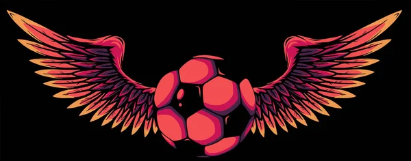 Μπάλα ποδοσφαίρου με φτερά έμβλημα ποδοσφαίρου σχεδιασμό διάνυσμα — Διανυσματικό Αρχείο
