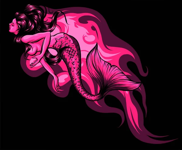 Vector ilustrarton of mermaids Siren. art designm — Stock Vector
