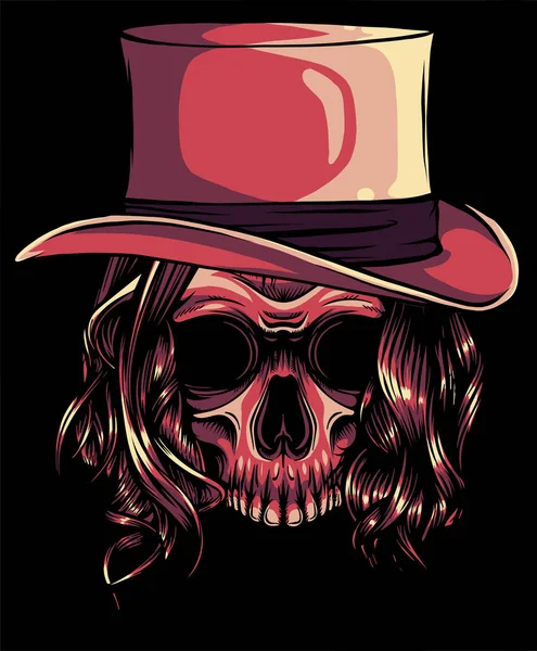 Calavera de gángster. Cabeza de la muerte con vector sombrero — Vector de stock