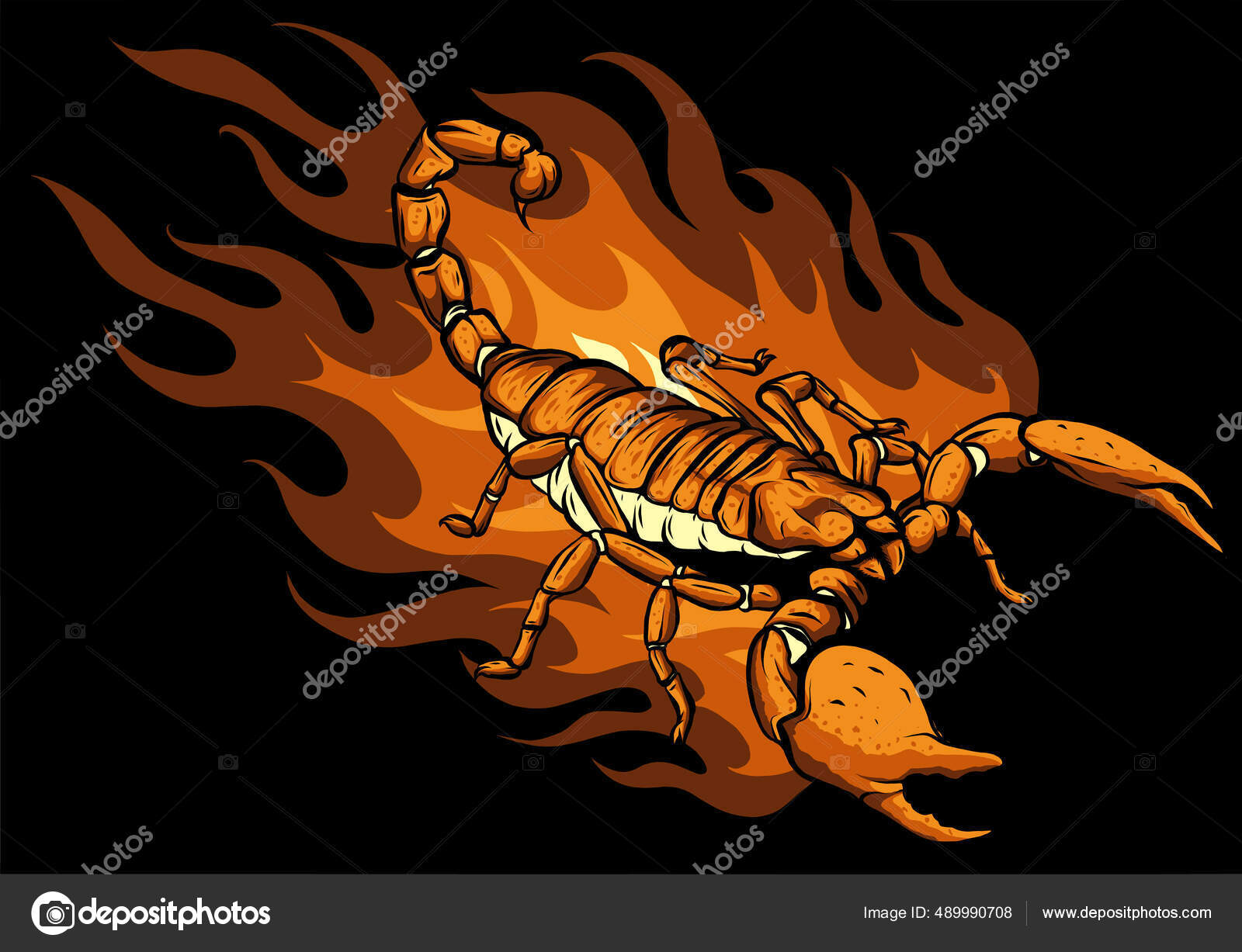Dibujos animados escorpión con llamas vector ilustración diseño Vector de  stock #489990708 de ©deanzangir@gmail.com, image size:1600x1227