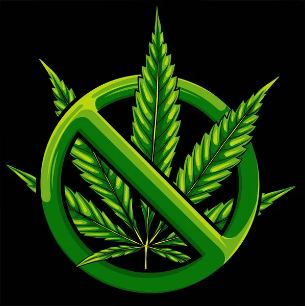 Sinal de proibição cannabis. assinar proibição de maconha. Ilustração vetorial — Vetor de Stock