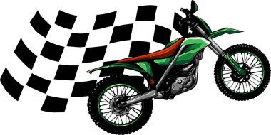 Yarış bayrağıyla Motocross 'un vektör illüstrasyonu