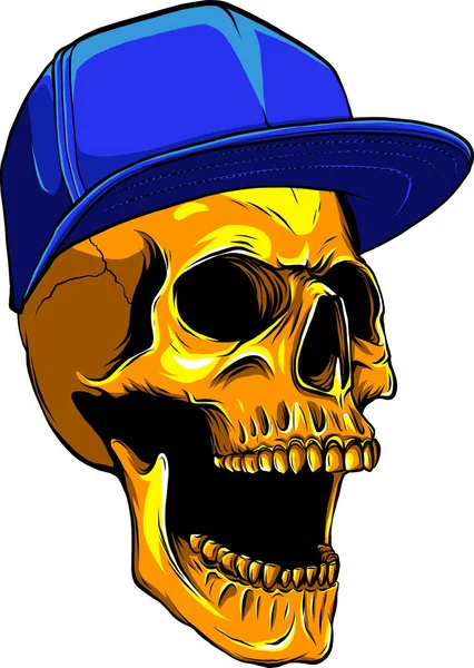 Tête de crâne avec chapeau verctor illustration design — Image vectorielle