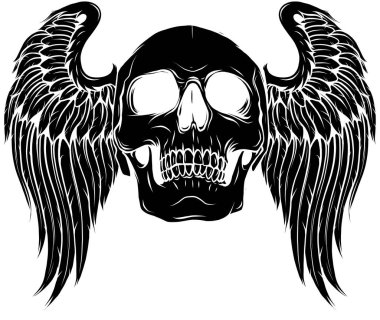 Siluet vektör çizimi Kanatları serin Kurukafa