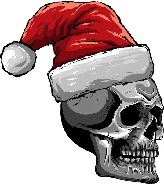 Wektor ilustracja czaszka noszenie Santa Claus kapelusz — Wektor stockowy