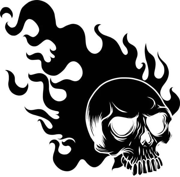 Silhouettes of Flaming Skulls, Old School Fire Logo Vector Illustration — стоковий вектор