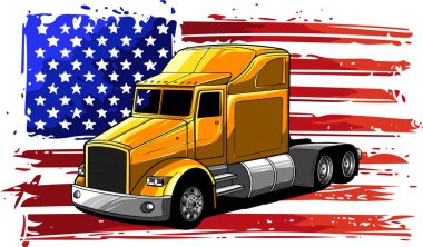 Klasik Amerikan Kamyonu. Vektör tasarım sanatı
