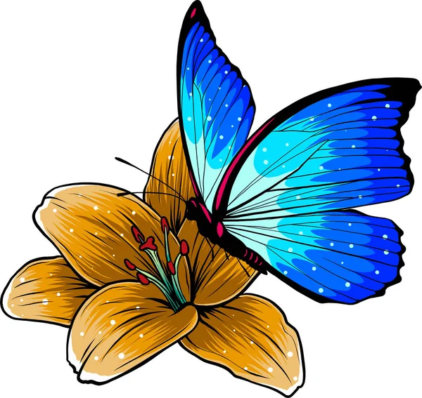 Illustration vectorielle de Fleur avec motif papillon — Image vectorielle