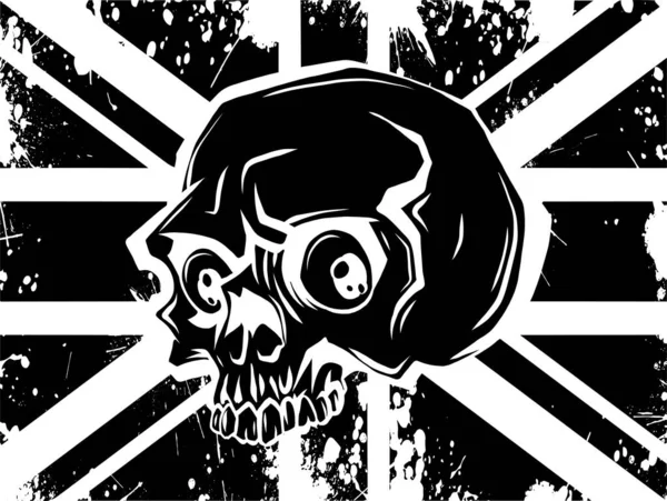 British flag with skull head vector illustration — Stock Vector
