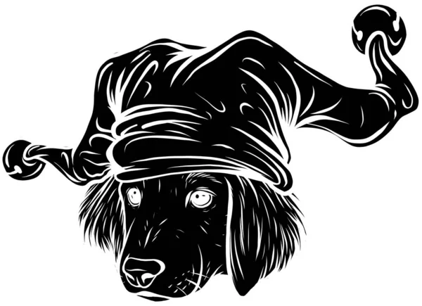 Dog in a joker hat. Vector illustration. — Stock Vector