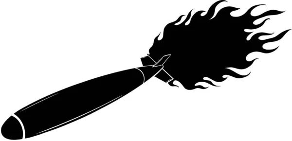 Ilustracja wektorowa sylwetki Rakieta z ikoną płomienia — Wektor stockowy