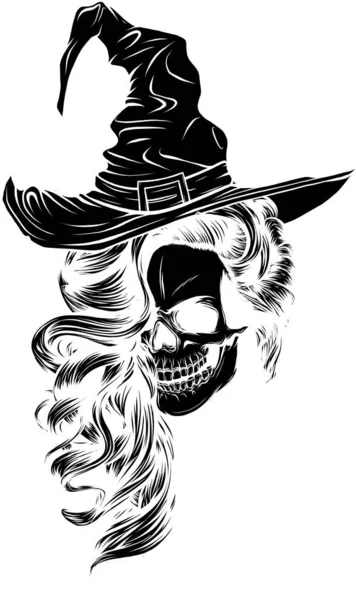 Vector Illustratie van een Halloween Skull silhouet — Stockvector