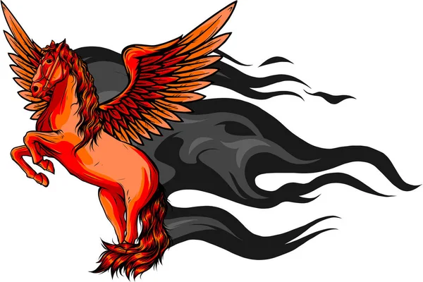 Pegazus Repülő Ló. Majestic Pegasus Rajzfilm Vektor Logó kabala dizájn Illusztráció — Stock Vector