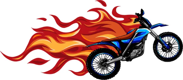 Motocross Mid Air Flames διανυσματική εικονογράφηση σχεδιασμό — Διανυσματικό Αρχείο