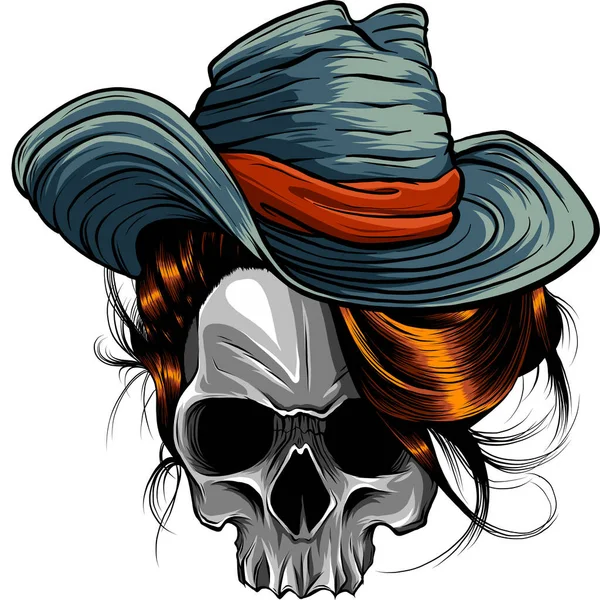 Ilustração vetorial de Skull Cowboy arte design —  Vetores de Stock
