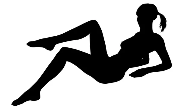 Sexy silhouette of a woman lying — Stock Vector