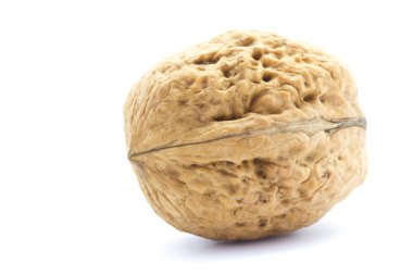 Beyaz arkaplanda izole edilmiş cevizler.