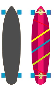İzole Longboard beyaz arka plan. Çizgili Tema.