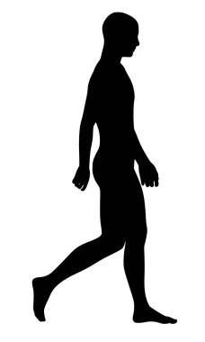 Arka arkaya bir adam silüeti. Beyaz arka plan üzerinde izole.