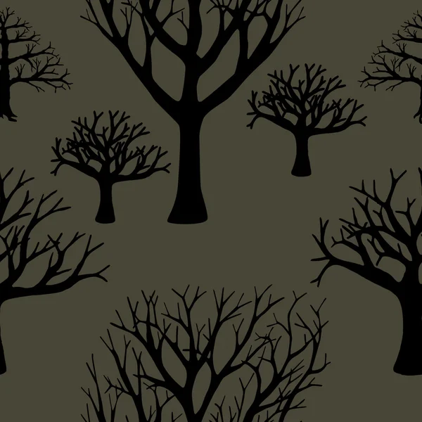 Seamless background of silhouettes of trees. — Stock Vector