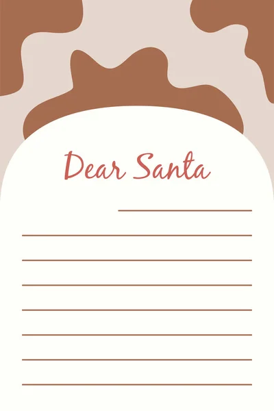 Dear Santa Christmas Stationery Template Letter Paper Note Cow Background — Stock Vector