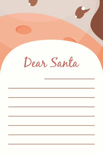 Dear Santa Christmas Stationery Template Letter Paper Note Cow Background — Stock Vector