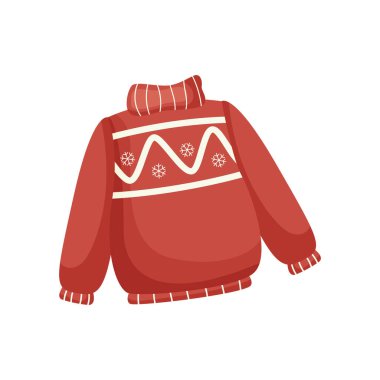 Kış desenli geleneksel Noel süveteri çizgi filmi. vektör illüstrasyonu