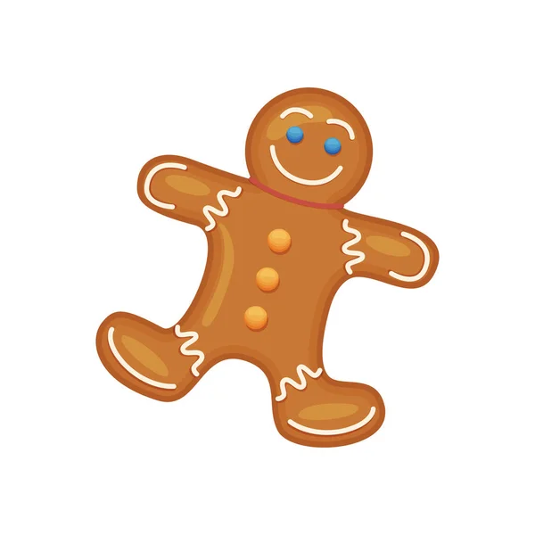 Rajzfilm Hagyományos Karácsonyi Mézeskalács Ember Cookie Vektorillusztráció — Stock Vector