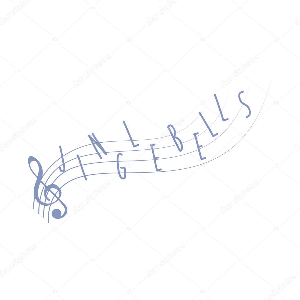 Music notes Jingle bells Christmas carol, cartoon vector illustration
