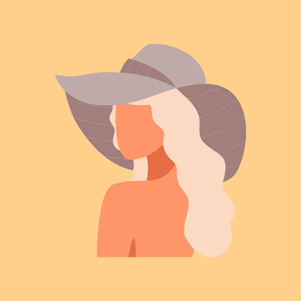 Femme Chapeau Sur Fond Jaune Portrait Femme Silhouette Illustration Vectorielle — Image vectorielle