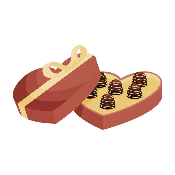 バレンタインデーのための漫画チョコレートキャンディーボックス ベクターイラスト — ストックベクタ