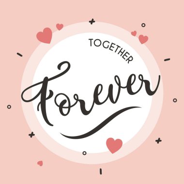 Sevgililer Günü tebrik kartı. Sonsuza dek birlikte. Sevgililer Gününüz kutlu olsun. Retro poster, vektör illüstrasyonu.