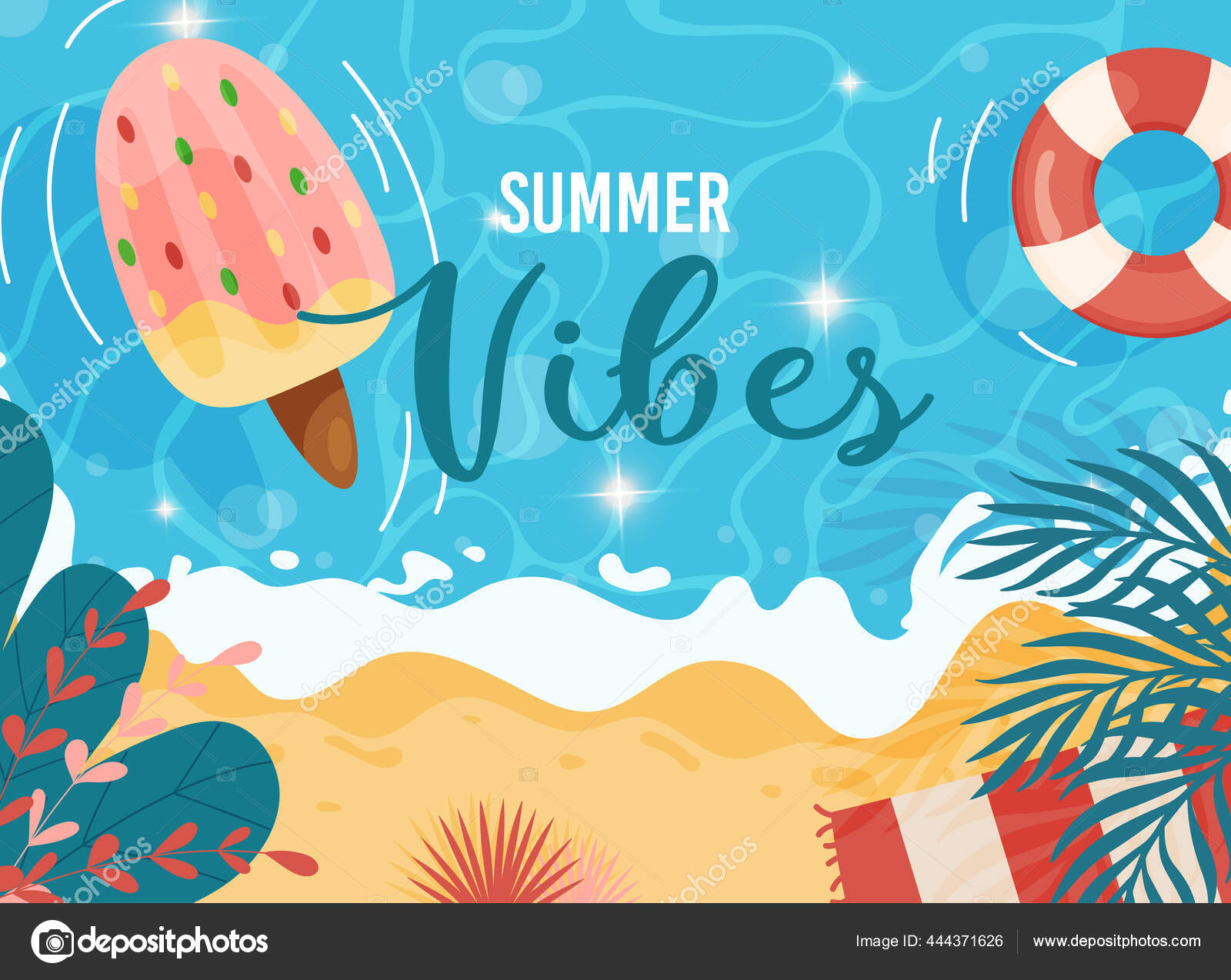 Cartoon Summer Beach Background Ice Cream Float Sea Stars Palms Stock Vector Image by ©yekaterinalim #444371626 Cartoon Summer Beach Background Ice Cream Float Sea Stars Palms Stock Vector Image by ©yekaterinalim #444371626