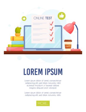 Çevrimiçi test eşleşmesi. Uzaktan eğitim konsepti. Vektör illüstrasyonu.