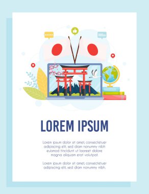 Japonya konseptini öğren. İlan şablonu. Vektör illüstrasyonu.