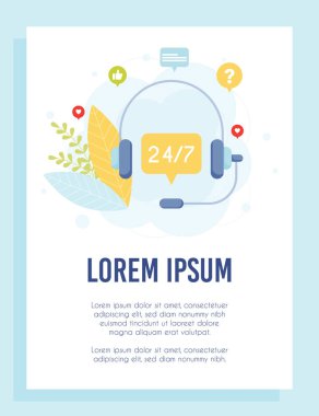 Müşteri destek hattı operatörüyüm. El ilanı konsepti. Vektör İllüstrasyonu.