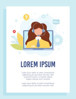 Müşteri destek hattı operatörüyüm. El ilanı konsepti. Vektör İllüstrasyonu.