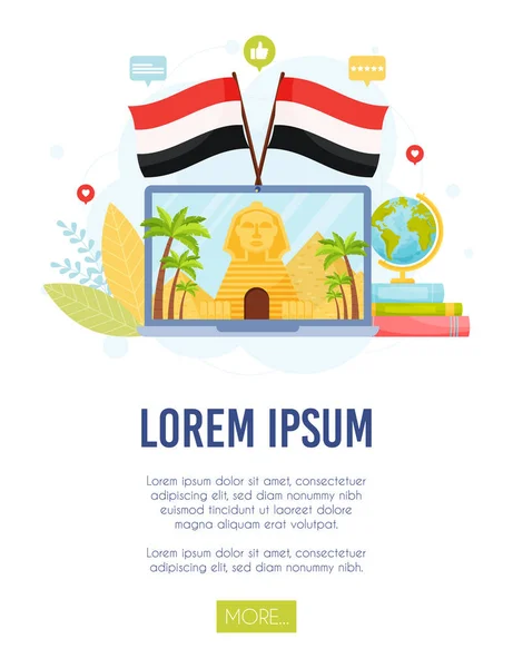 Aprende Sobre Concepto Egipto Ilustración Vectorial — Vector de stock