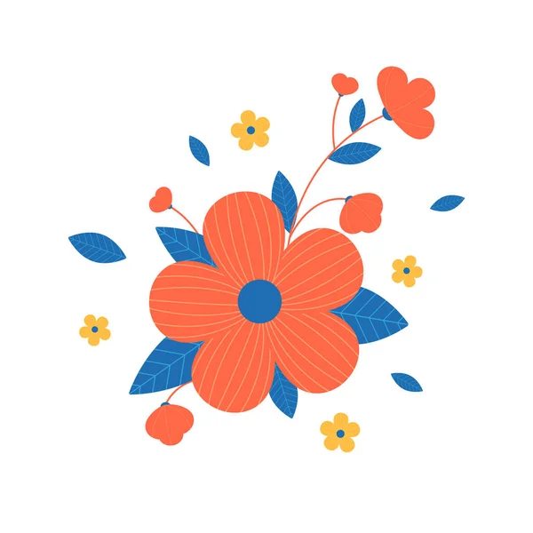 Conjunto Flores Licença Colagem Floral Ilustração Vetorial —  Vetores de Stock