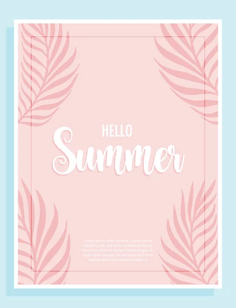 Summer Flyer Template Pink Palms Background Vector Illustration — Stock Vector