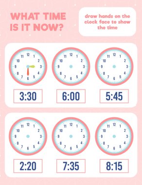 - Saat kaç? Saatin yüzüne el çiz. Çalışma kağıdı yazdırma sayfası.