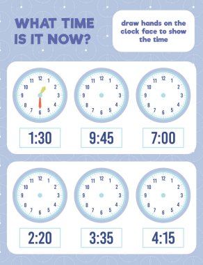 - Saat kaç? Saatin yüzüne el çiz. Çalışma kağıdı yazdırma sayfası.