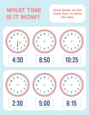 - Saat kaç? Saatin yüzüne el çiz. Çalışma kağıdı yazdırma sayfası.