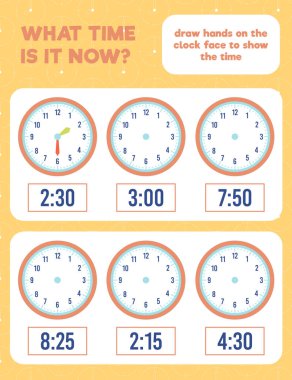 - Saat kaç? Saatin yüzüne el çiz. Çalışma kağıdı yazdırma sayfası.