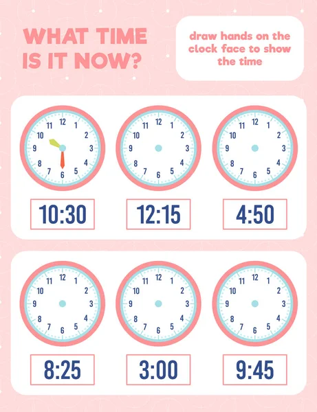 - Saat kaç? Saatin yüzüne el çiz. Çalışma kağıdı yazdırma sayfası.