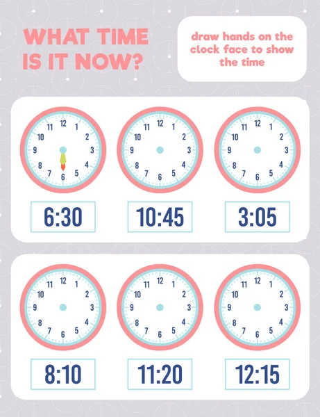 Wie Spät Ist Zeiger Auf Das Zifferblatt Zeichnen Arbeitsblatt Praxis — Stockvektor