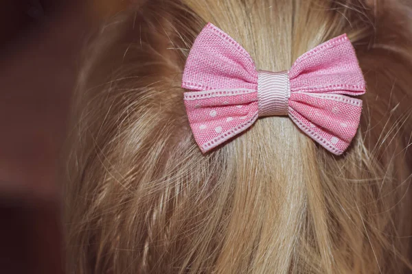 Pink Bow Girl Hair — Stock Photo, Image