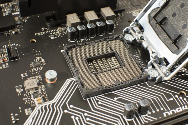 Leere CPU-Buchse auf dem Motherboard — Stockfoto