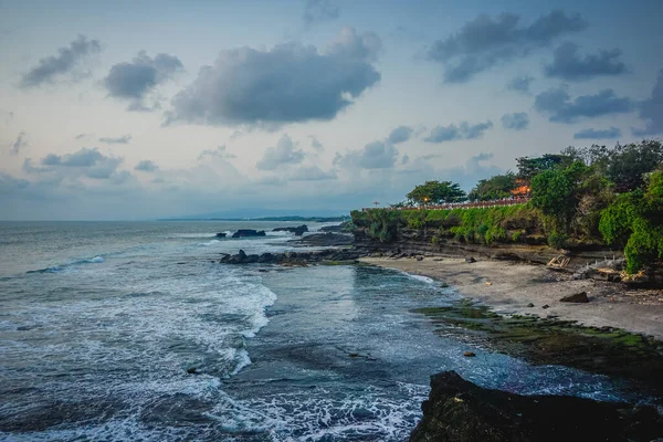 Vacker Solnedgång Nära Pura Tanah Lot Bali — Stockfoto